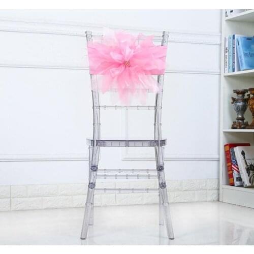 Organza Chair Sashes Chair Bows Wedding Party Xmas Chair Sashes Banquet Decoration Sheer Organza Fabric Pack SN1169