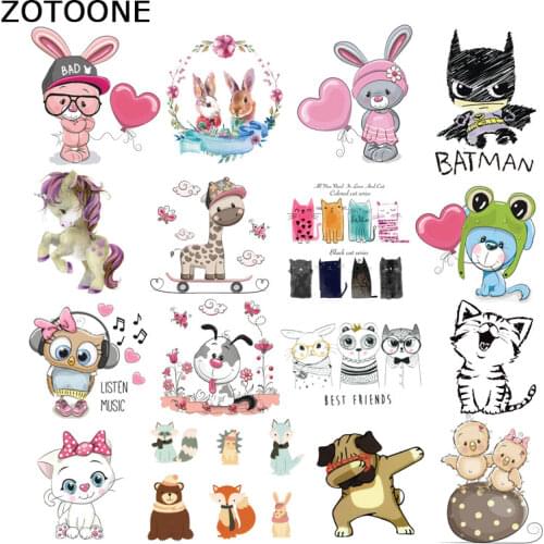 ZOTOONE Iron on Transfer Patches for Clothing Animal Rabbit Thermotransfer for Clothes Decorative Accessories Diy Patch Cute E