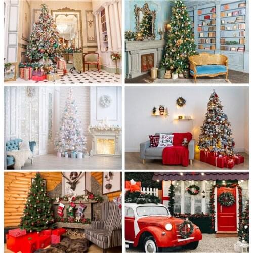 SHENGYONGBAO Vinyl Christmas Photography Backgrounds Tree Gift Children Photo Backdrop For Studio Photocall Props 21518HYD-05