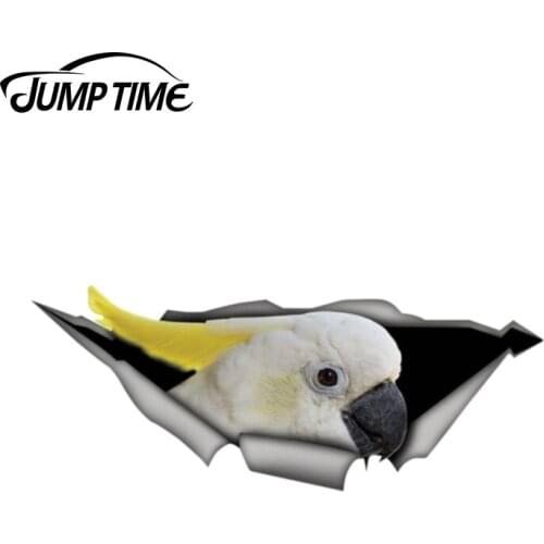 Jump Time 13cm x 5.2cm Yellow-Crested Cockatoo decal 3D Pet Graphic Vinyl Decal Car Window Laptop Bumper Car Stickers