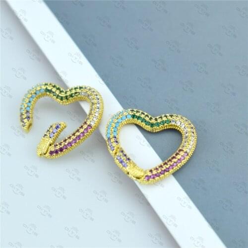 Sweet Heart Inlaid Colorful Zirconia Clasps DIY Jewelry Accessories for Handmade Necklace Supplies Valentines Day Present