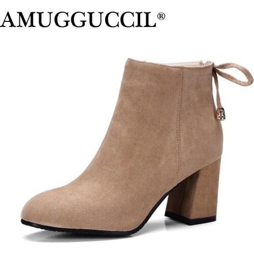 Plus Big Size 32-46 Black Apricot Wine-red Lace Up Fashion Spring Autumn High Heel Female Lady Women Boots X1647