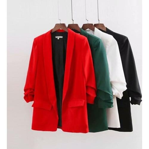 Ladies Spring Europe America Mid Long Blazer With Lining Women Retro Street Slim Fit Suit Casual Jacket Coat Cuff Solid Color