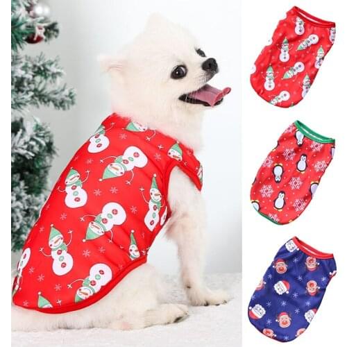 Printed Pet Vest Polyester Clothes Pullover Jackets Winter Pet Dog Christmas Top Clothing for Puppy Small Dog Cat GRSA889