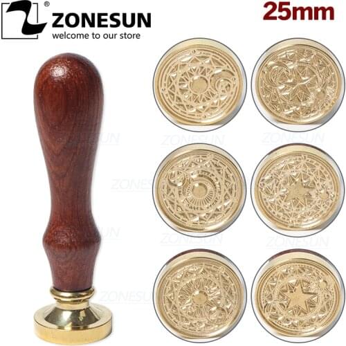 ZONESUN Magic Circle Moons Star Wedding Wax Seal Stamp with wood Handle for Gift Packing Letter Envelopes Parcels Invitations