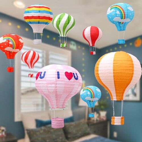 16inch 40cm Hanging Paper Lanterns Rainbow Hot Air Balloon Paper Lantern Chinese Party Ball Lamp Decor Birthday Wedding Supplies