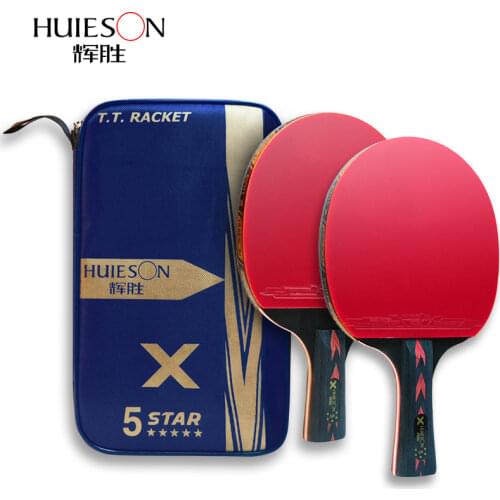 2Pcs/Set Huieson 5 Star Carbon Table Tennis Racket Powerful Ping Pong Paddle Bat with Good Control for Teenagers Training