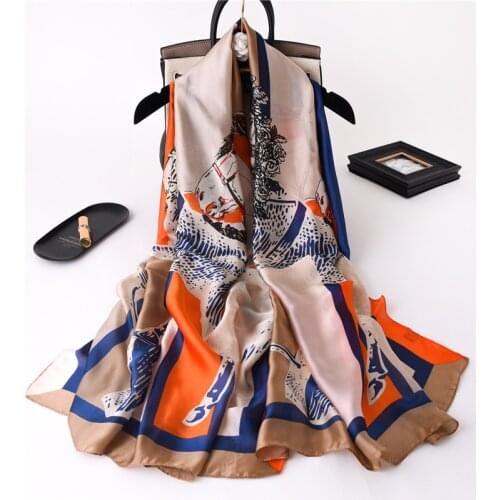 2021 Women Silk Feel Scarf Hjab Luxury Print Floral Casual Scarves Shawl Wrap Suit Full Reason Long 180*90cm Headband Muffle