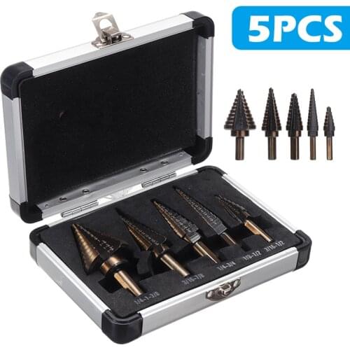 5pcs Multiple Hole Drill Bit Tools Cobalt Step Drill Bit Set Metal Drilling Tool For Metal Wood Step Cone Drill Accessories