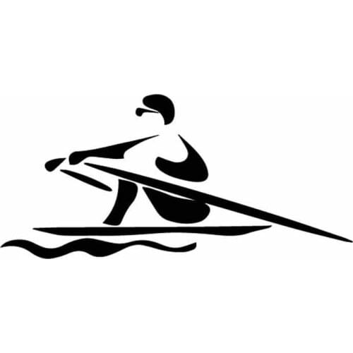 Car Stickers Simple Travel Boat Rowing Rudder Line PVC Car Decoration Accessories Decals Waterproof Black/white,15cm*7cm