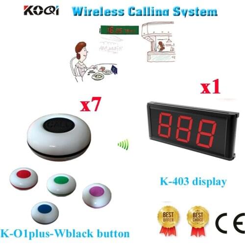 Wireless Waiter Call System K-403 Display With 1 Key Call Button For Restaurant Pager 433.92MHZ(1 Display+7 Call Button)