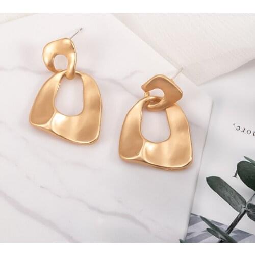 BICUX Fashion Vintage Gold Twisted Hanging Earring 2020 Simple Geometric Matte Statement Drop Earrings for Women Wedding Jewelry