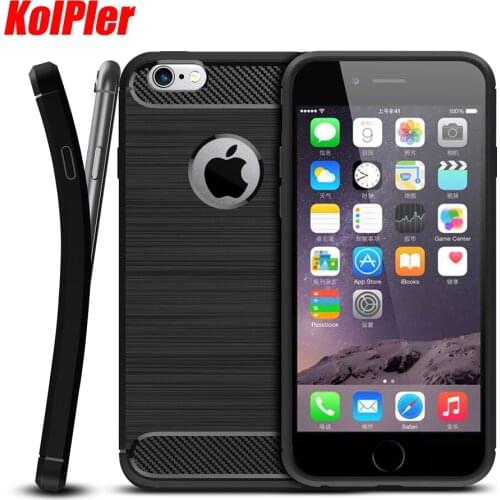 KOLPLER Case for iPhone 6s Plus Luxury Hybrid Slim Armor Carbon Fiber Texture Brushed Silicone Bumper Cover for iPhone 6 6s Capa