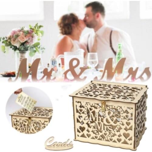 DIY Wooden Wedding Card Box Business Card Box Decoration Custom Sign In Box Flower Pattern Card Wooden Box Su Card Box Supplies