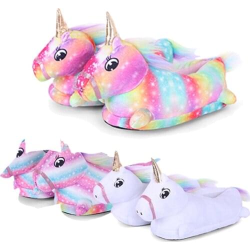 Lovely Unicorn Home Slippers Winter Kids Shoes For Boys Girls Slippers Cartoon Animal Claw Children Kigurumi Licorne White Shoes