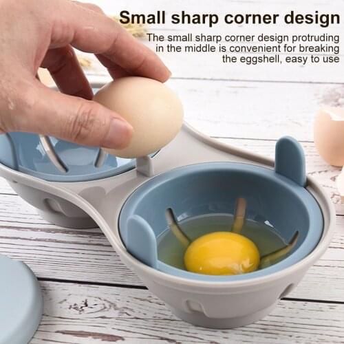 1pc Double Egg Poacher Maker Poached Eggs Cooker Steamer Kitchen Gadget Dishwasher Heat Resistant Microwave Egg Poacher