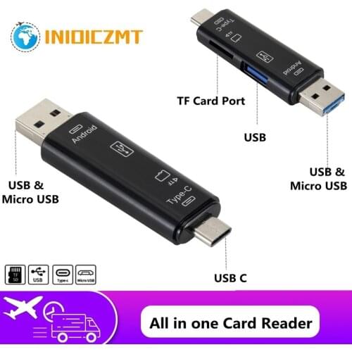 INIOICZMT Type C&MicroUSB & USB 3 In 1 OTG Card Reader High-speed Universal OTG TF/USB for Android Computer Extension Headers