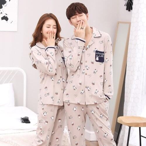 Onesie Rushed Sale 2019 Cotton Long Sleeve Lovers Cartoon Pajamas Sets Womens Sleepwear At Home Mens Loving Life Homewear