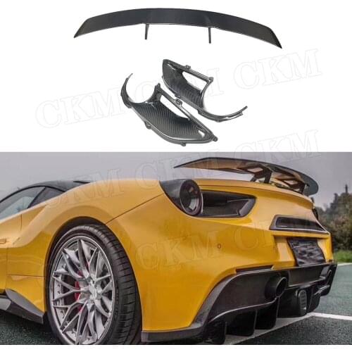 Dry Carbon Fiber N Style Body kit Front Lip Flaps Side Skirts Air Vent cover Rear Diffuser Rear Boot Trims for Ferrari 488 GTB