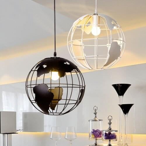 Loft Metal Globe Pendant Light Fixture Luminaire Modern World Map Ball Hanging Lamp Home Decorate Droplight Cafe Bar Restaurant