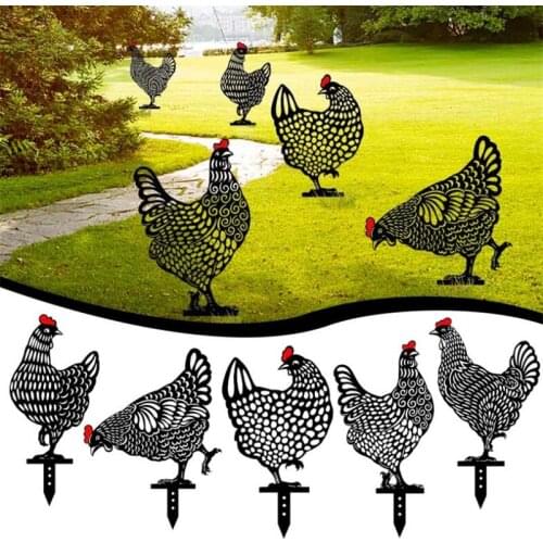 Cute Hollow Out Design Chicken Lawn Garden Backyards Display Art Craft Outdoor Yard Acrylic Simulation Hen Statues Ornaments