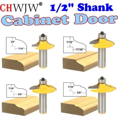 4 pcs Drawer Front & Cabinet Door Front Router Bit Set-1/2" Shank woodworking cutter woodworking bits