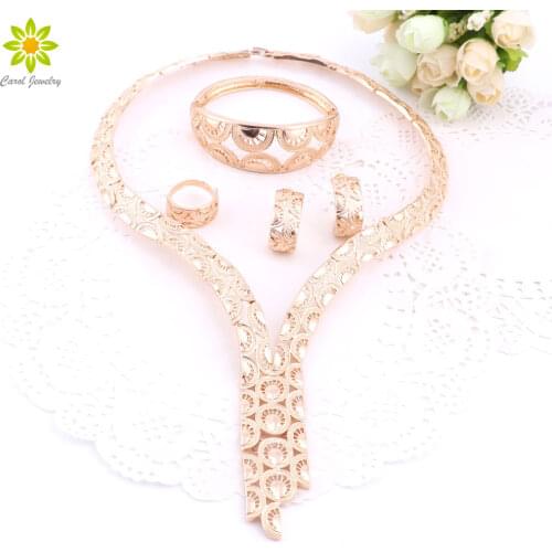 2020 Handmade Dubai Gold Color Jewelry Sets Fashion Big Nigerian Wedding African Jewelry Sets Costume Dubai For Women