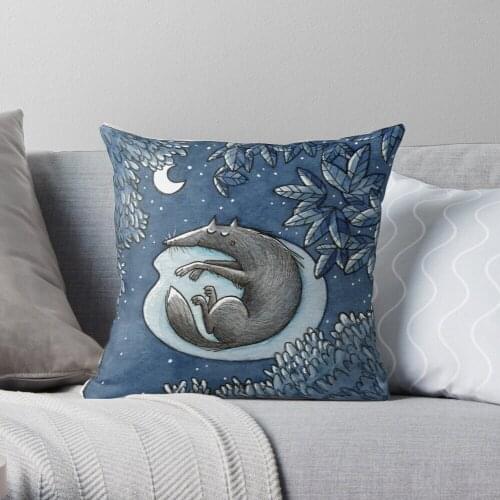 Nacht -Night- -Wolf- Throw Pillow Cushion Cover Polyester throw pillows case on sofa home living room car seat decor 45x45cm