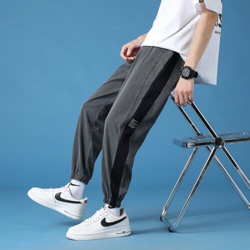 New Autumn Fashion Casual 9-Point Pants MenS Korean Version Trend Thin Loose Straight Sports Trousers Boy Teenagers Student