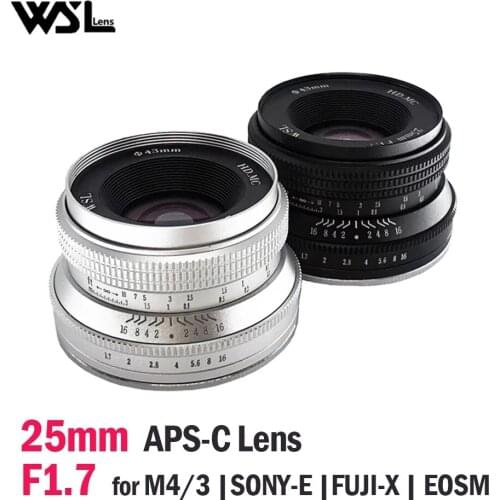 Wesley WSL 25mm F1.7 Lens APS-C Manual Focus Lente for Sony E Fuji XF Fuijifilm F Canon EOS-M M4/3 Mount Mirrorless Cameras