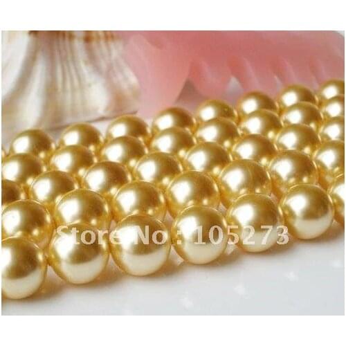 Charming! Loose Pearl Beads AAA 6-12MM Gold Mother-of-pearl Strand 16inch For Making bracelet necklace jewelry New Free Shipping