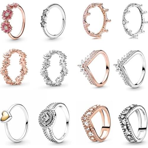 S925 Silver color Daisy Rings For Women s925 anelli flower bague femme anillos gift jewelry