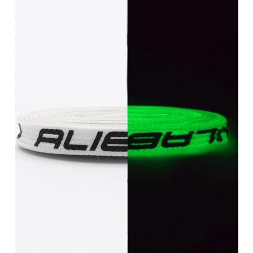 Coolstring 7MM Top Luminous Shoelaces Night Light Casual Canvas Ropes White Black "ALIENLABS" Letter Printing Charmed Cordon