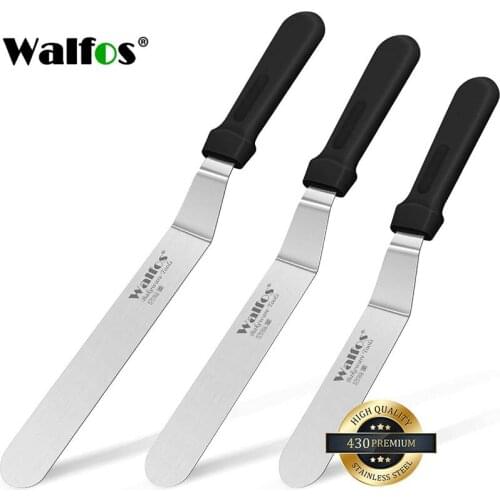 Walfos Icing Spatula, Stainless Steel Cake Spatula with Sturdy and Durable Handle Cake Decorating Spatula Set of 3