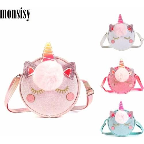 Monsisy 2021 Unicorn Crossbody Bag For Girl Purse and Handbag Women Small Wallet Lolita Shiny Shoulder Bag Kid Ladies Coin Obag