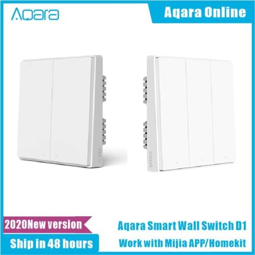 2020 Aqara D1 Smart Wall Switch Zigbee Wireless Remote Control Light Switch Neutral Fire Wire 1/2/3 Button For Mijia HomeKit APP