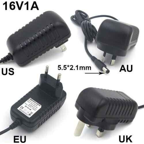 VORED New AC 16V1000mA/1A Adapter Power Supply US/EU/UK/AU Plug Converter 5.5mm x 2.1mm for Scanner/Printer Free shipping