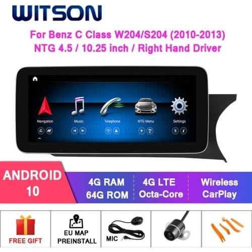 WITSON Android10.0 4+64G 4G lte CAR MULTIMEDIA for MERCEDES-BENZ C Class W204/S204 C180 C200 C220 C250 C260 (NTG4.0/4.5)