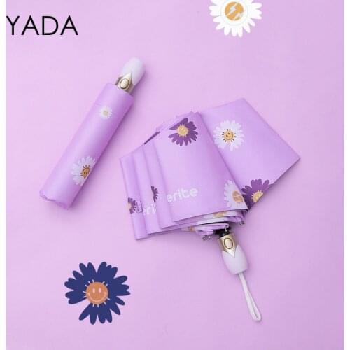 YADA 2021 Daisy Pattern Automatic Umbrellas Windproof Folding Rainy Umbrellas For Women Student Parasol Plant Umbrella YD200349