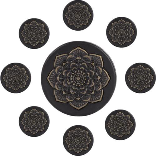 Black Natural Wood Mandala Flower Ear Plugs Tunnels Ear Expanders Earring Gauges Piercing Plug Ears Body Jewelry