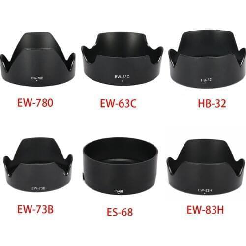 1Pcs EW-73B ES-68 EW-83H HB-32 EW-63C EW-78D Camera Lens Hood For Canon Nikon Lens Camera Accessories