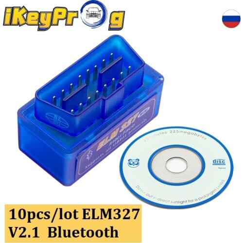 10pcs ELM327 Bluetooth V2.1 MINI Interface OBD2 Auto Diagnostic-Tool ELM 327 Works ON Android BT Adapter Torque/PC Code Reader
