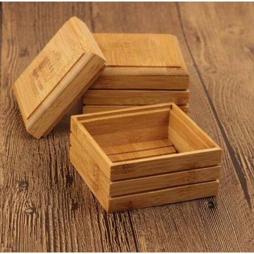 100pcs Natural Bamboo Soap Dish Wooden Soap Tray Holder Storage Soap Rack Plate Box Container for Bath Shower Plate SN87