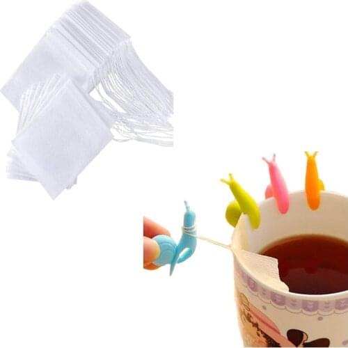 100PCS Disposable Tea Bags Reusable Biodegradable Paper Seal Filter Teabags Multi-use For Spice Soup Tea With 4PCS Holder
