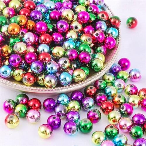 100Pcs Colorful Acrylic Plating Mix Round Beads Christmas Party Decoration Pendants DIY Handmade Jewelry Making Accessories