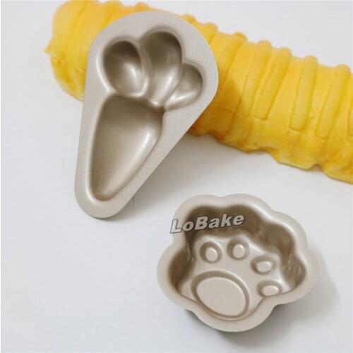 2 units/set) New arrivals mini kitty claw and carrot shape nonstick golden cake tart mold pudding jelly accesorios de cocina