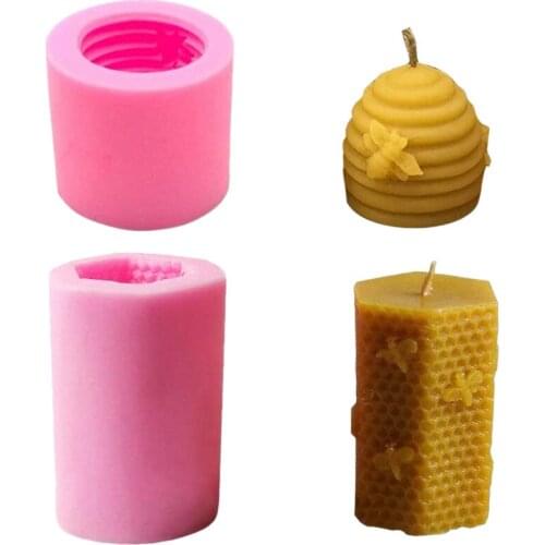 2 Pack Bee Honeycomb Candle Molds Beehive Silicone Mold for Homemade Beeswax Candle Soap Making Supplies