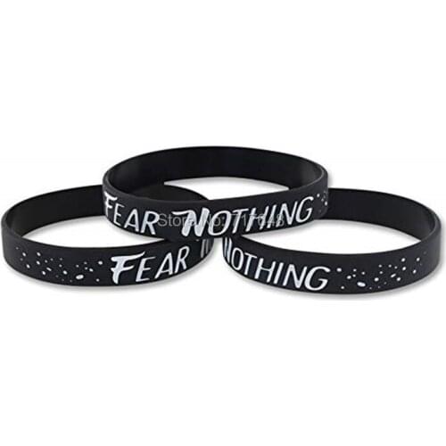 300pcs FEAR NOTHING Wristband Silicone Bracelets free shipping by FEDEX