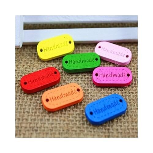 50pcs Wooden Handmade Button DIY Scrapbooking Flatback Owl Heart Flower Craft(Random Colors) beads tags