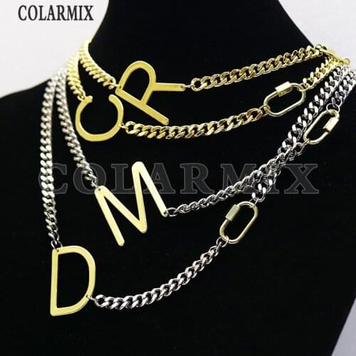 8 Strands 26 Big letters chocker necklace for women alphabets jewelry not fade color metal Gold & White necklace for women 9710